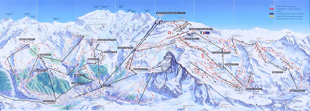 Matterhorn & Zermatt Ski Area Trail Map