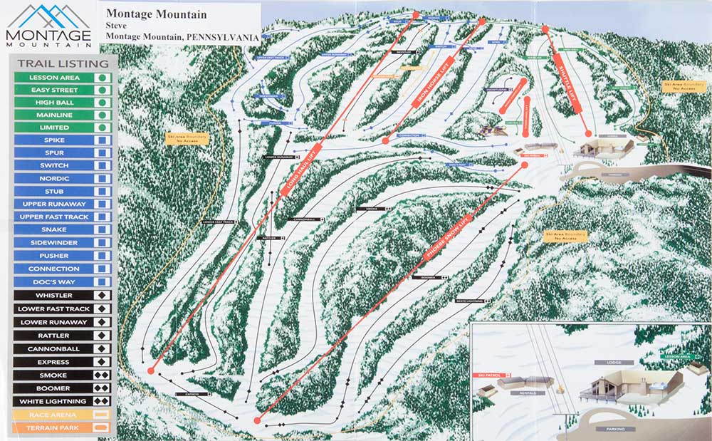 Montage Mountain Ski Area Trail Map